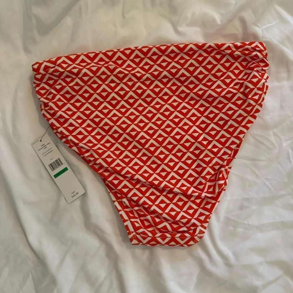 NWT Carmen Marc Valvo Classic Shirred Waist Bikini Bottom - Island Diamond